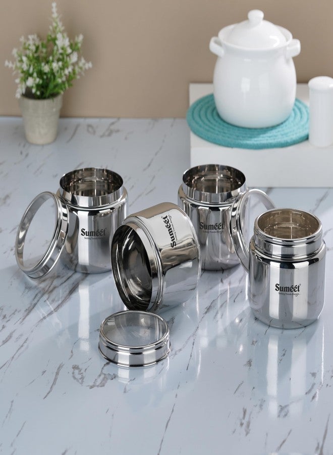 Sumeet Stainless Steel Small Canisters/Dabba/Storage Containers for Kitchen with See Through Lid, Set of 4 Pcs, 400ml Each, 9cm Dia, Silver - Image 5